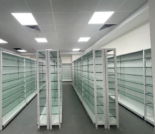 Pharmacy Medicine Display Rack - Metal & Wooden Shelving