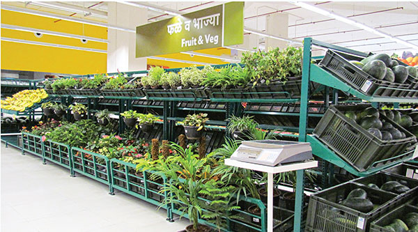 Vegetable and fruit rack for kirana stores and marts